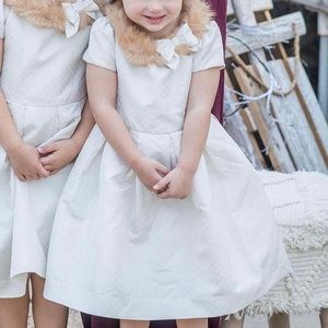 Janie and Jack Size 5 Fur trimmed gold lacquer dress holiday